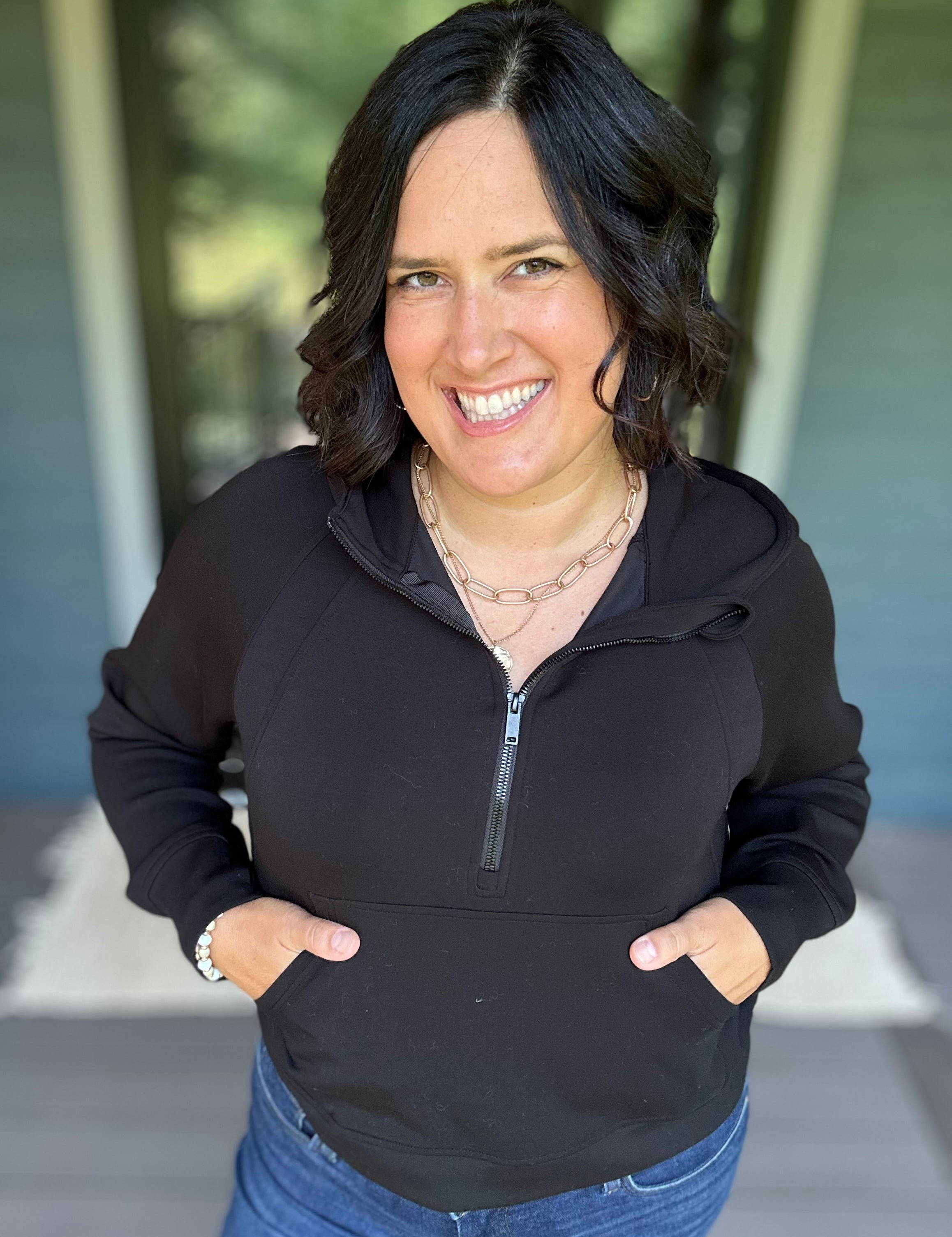 Black Quarter Zip Hoodie Top Top - Sweatshirt RAE MODE