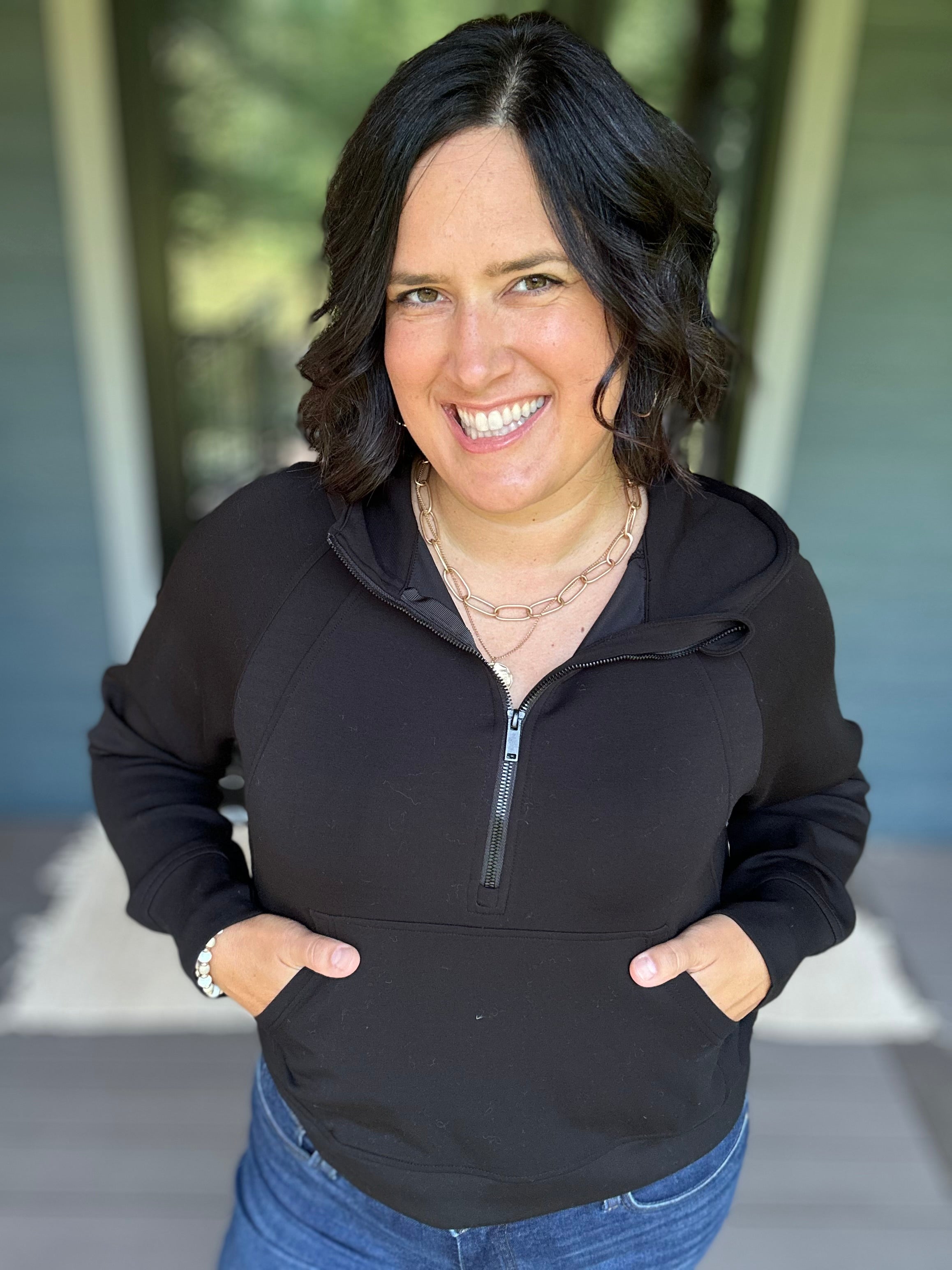 Black Quarter Zip Hoodie Top Top - Sweatshirt RAE MODE