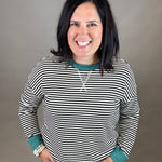 Black/Ivory Color Trim Terry Top Top- Sweatshirts STACCATO