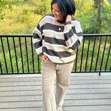 Brown Tan Stripe Knit Sweater