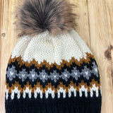 Cream, Rust, Black & Gray Pom Hat Accessories - Hat PANACHE