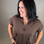 Espresso Modal Short Sleeve Jacket Outerwear- Jackets DOE & RAE