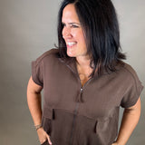 Espresso Modal Short Sleeve Jacket Outerwear- Jackets DOE & RAE