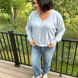 Light Blue Everyday V-Neck Top - Sweatshirt Z Supply