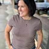 Latte Black Stripe Annie Tee