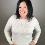 Oatmeal Puff Sleeve Sweater Top - Sweater STACCATO