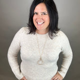 Oatmeal Puff Sleeve Sweater Top - Sweater STACCATO