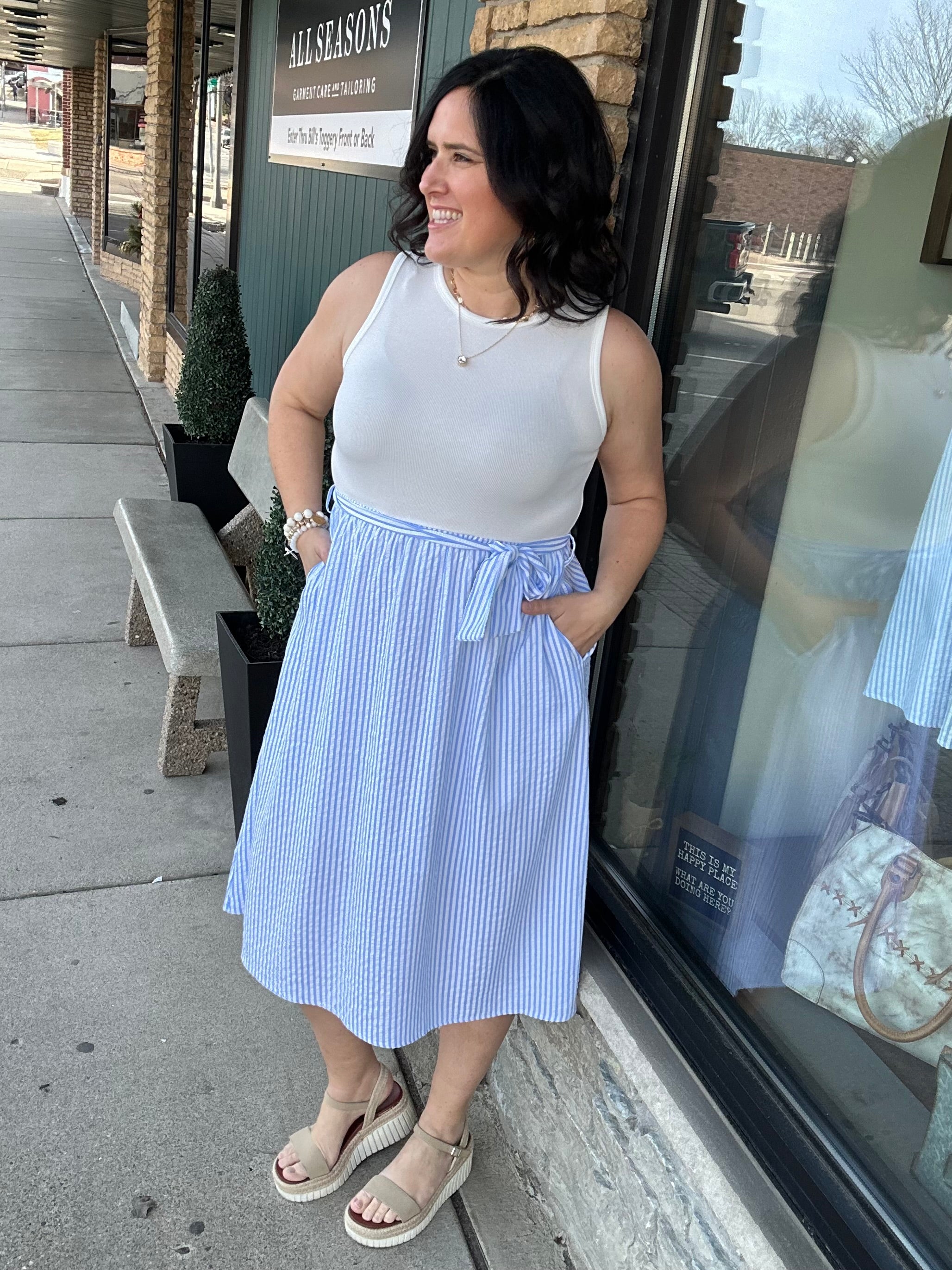 Blue & White Stripe Tank Dress Dresses STACCATO