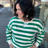Kelly Green Striped Sweatshirt