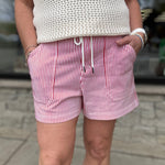 Red & White Buffy Drawstring Shorts Bottoms - Shorts FLAG AND ANTHEM