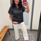 Polka Dot Bubble Sleeve Blouse Tops- Blouses DOE & RAE