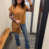 Camel Mock Neck Sweater Vest Top - Sweater STACCATO