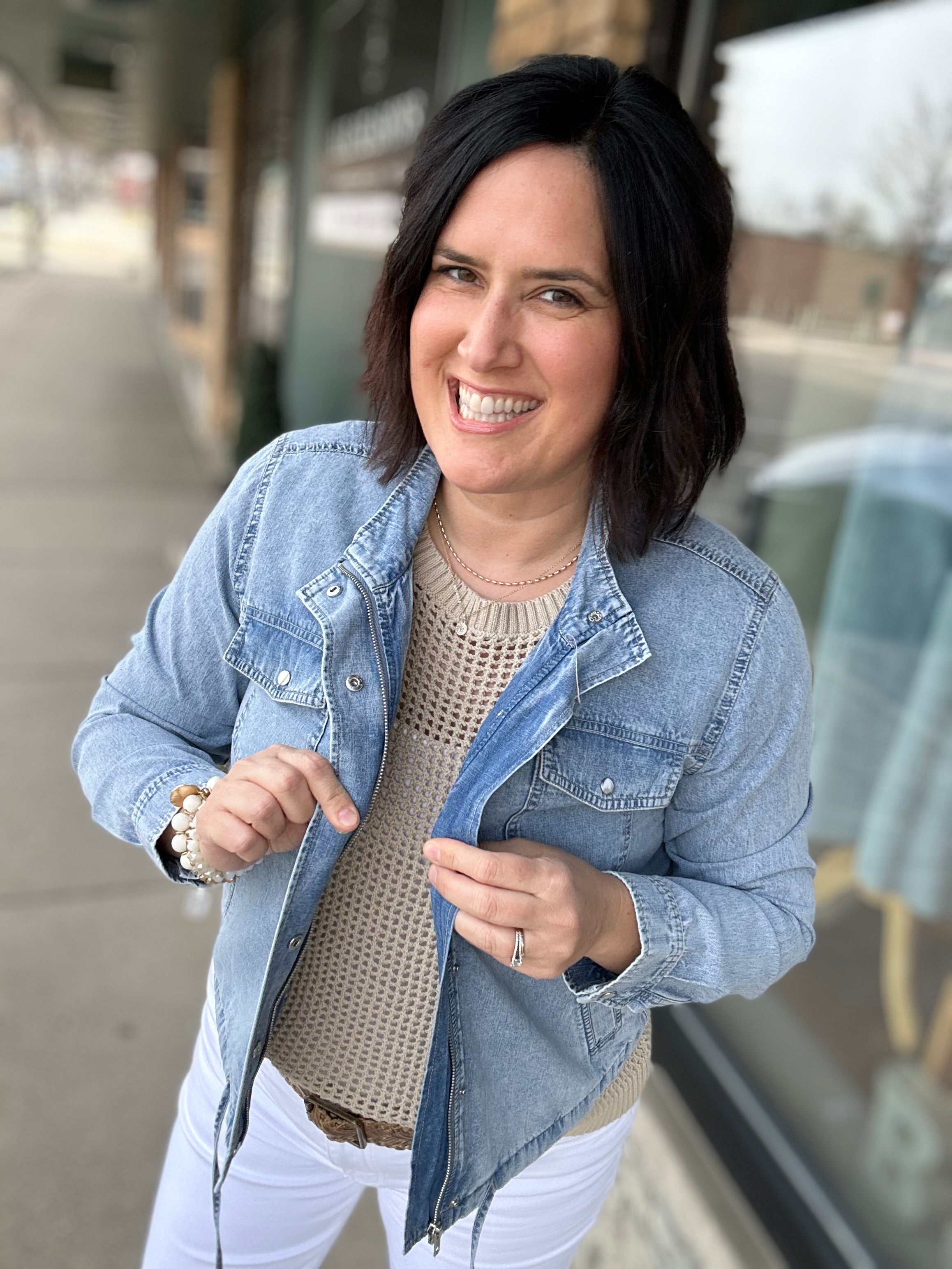 Wilma Utility Crop Denim Jacket Outerwear- Jackets FLAG AND ANTHEM