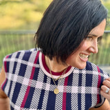 Navy Plaid Knit Sweater Vest