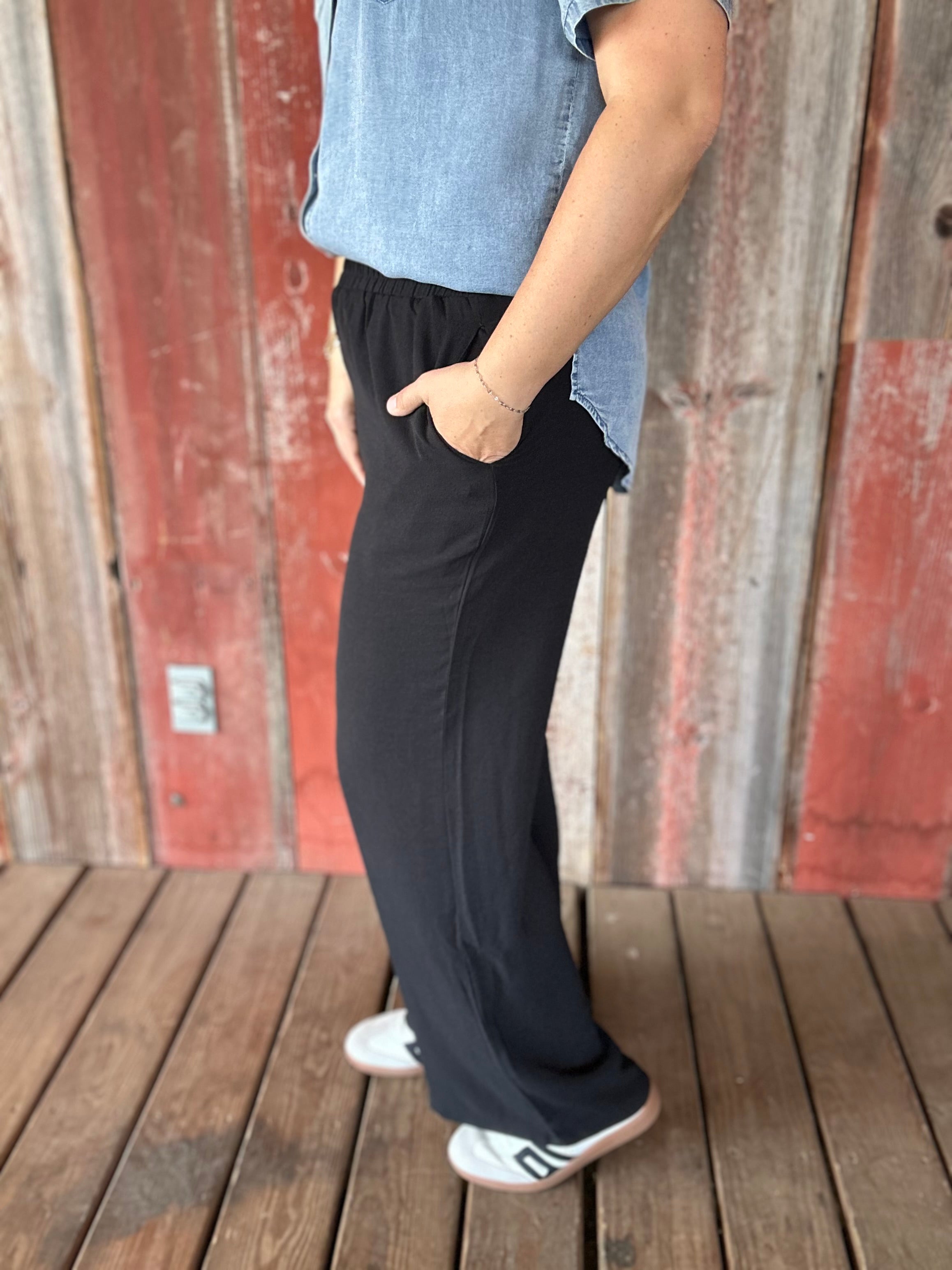 Black Wide Leg Pants Bottoms - Pants STACCATO