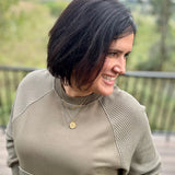 Army Green Mixed Waffle Knit Top Top - Sweatshirt TRES BIEN