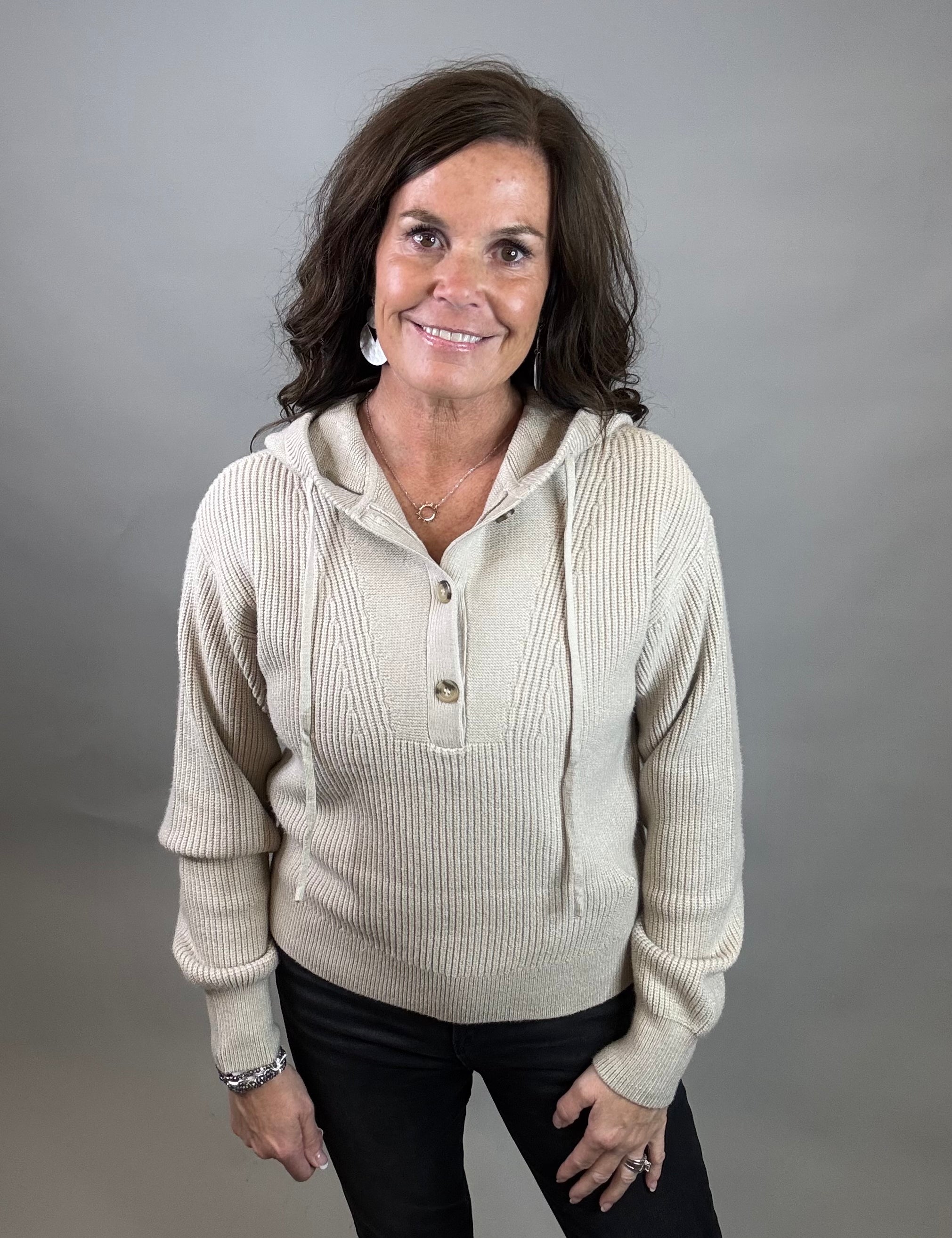 Oxford Tan Dolly Sweater Hoodie Top - Sweater THREAD & SUPPLY