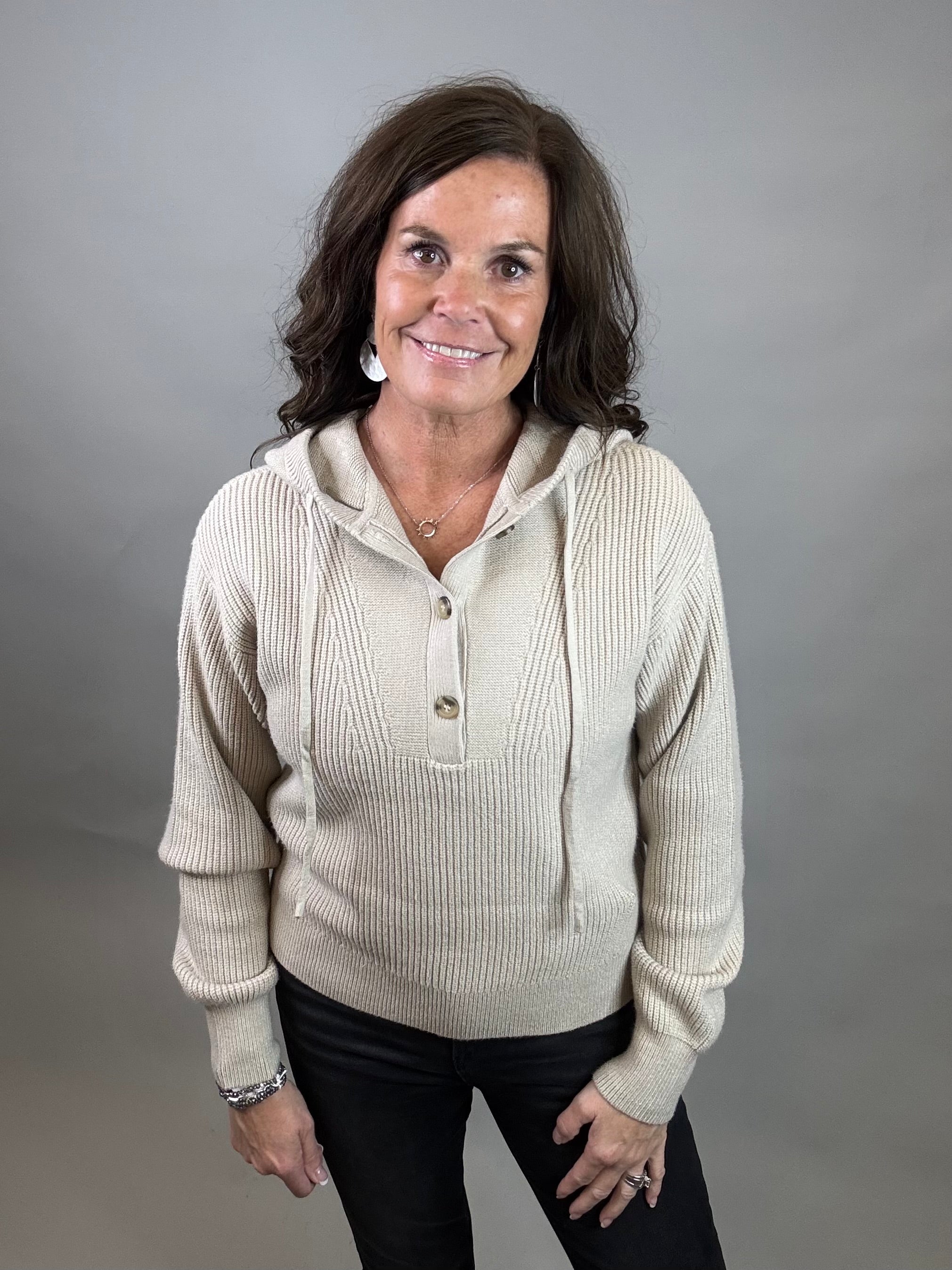 Oxford Tan Dolly Sweater Hoodie Top - Sweater THREAD & SUPPLY