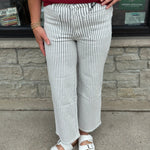 Gray Striped Wide Leg Jeans Bottom- Pants MICA DENIM