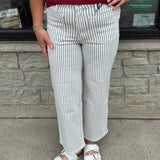 Gray Striped Wide Leg Jeans Bottom- Pants MICA DENIM