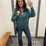 Green Quarter Zip Sweatshirt Top - Sweatshirt PANACHE