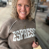 Mocha Soft Brush Textured Espresso Pullover Top - Sweater HEM & THREAD