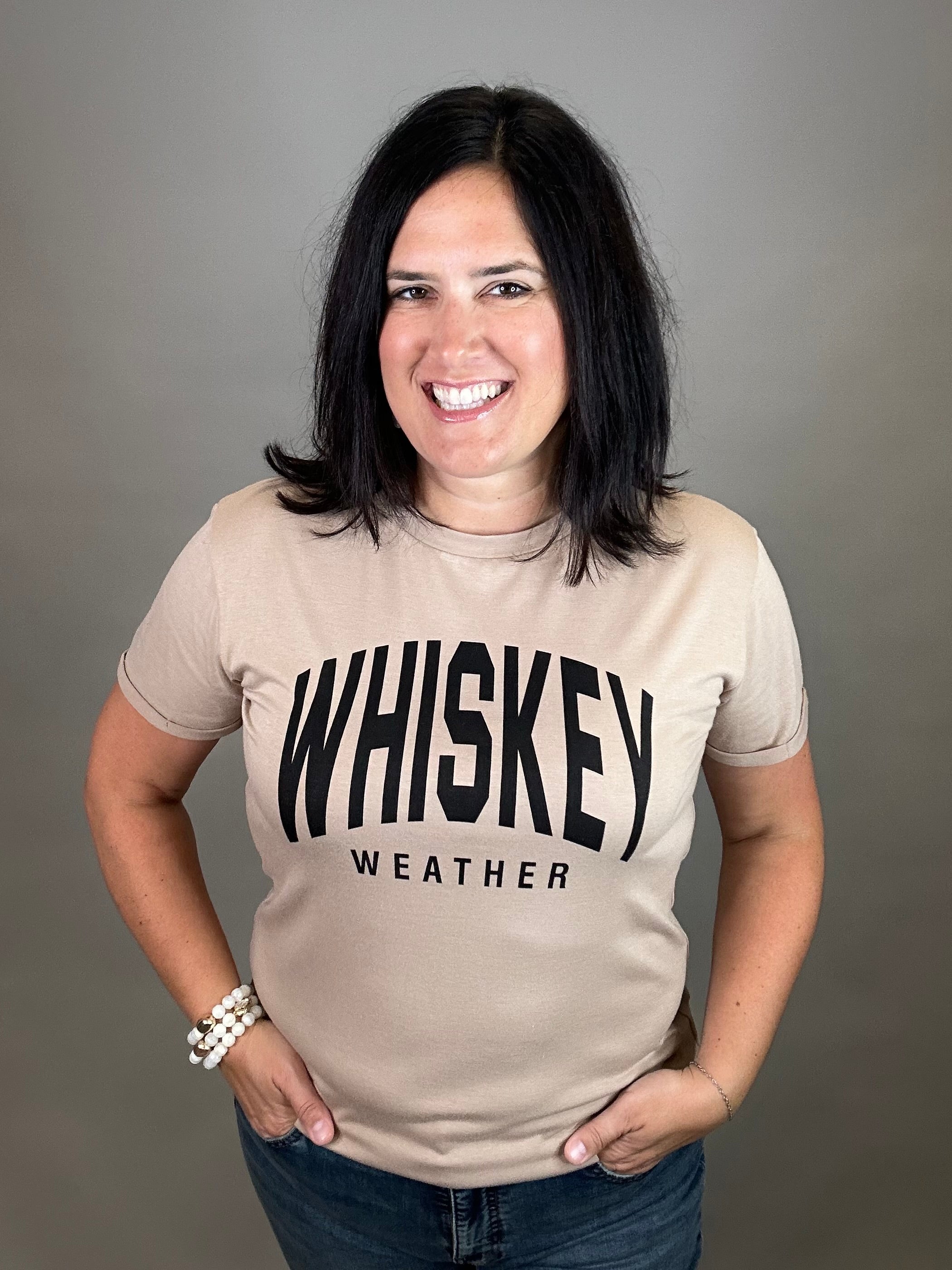 Lt. Brown Whiskey Weather Tee Tops- Tees PANACHE