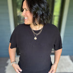 Black Crew Neck Dolman Sweater Top Top - Sweater STACCATO