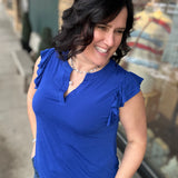 Royal Blue Flutter Sleeve Lizzy Top