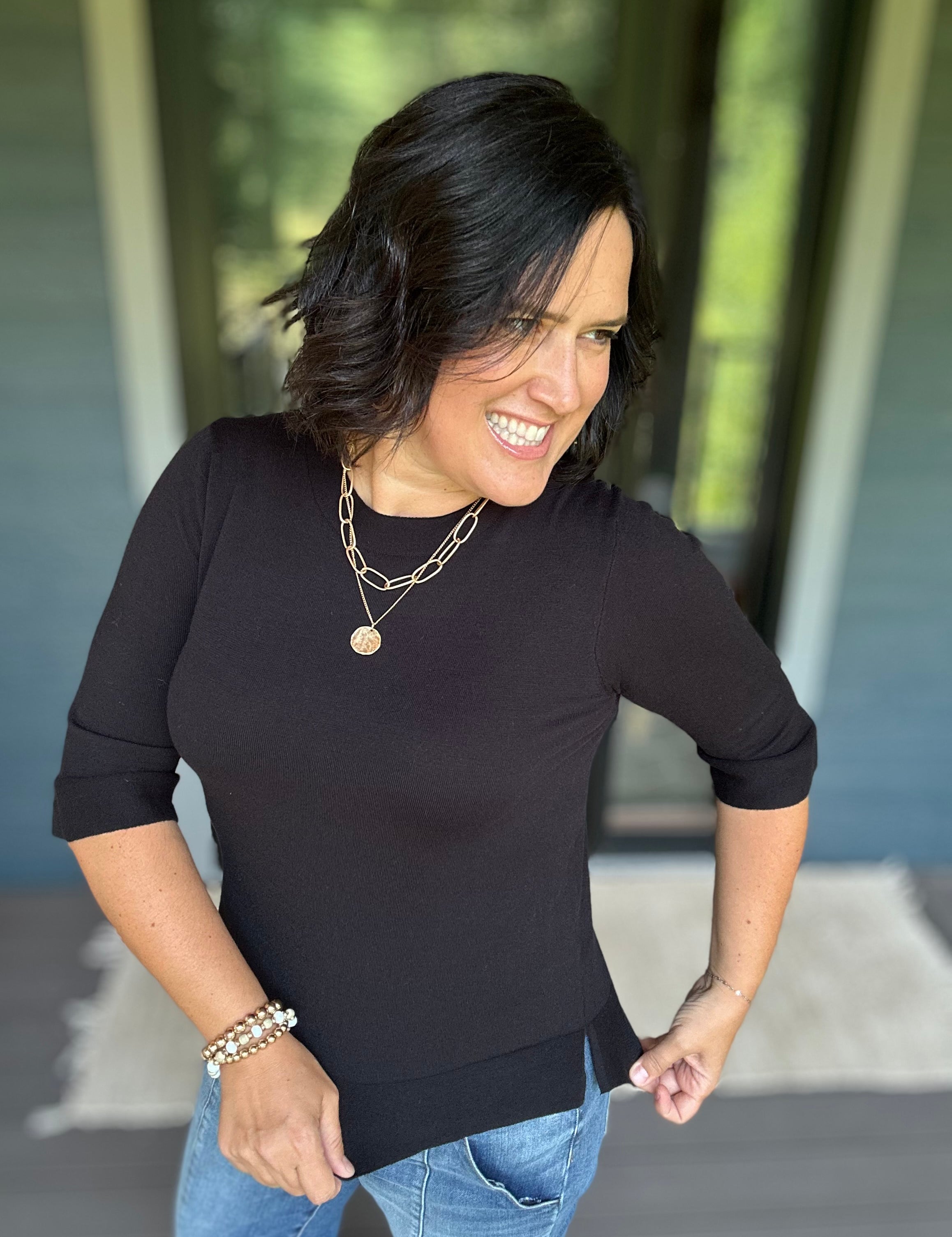 Black Knit Top Top - Sweater DOE & RAE
