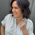 Blue Stripe Button Down Top Tops - Button Ups Doe and Rae