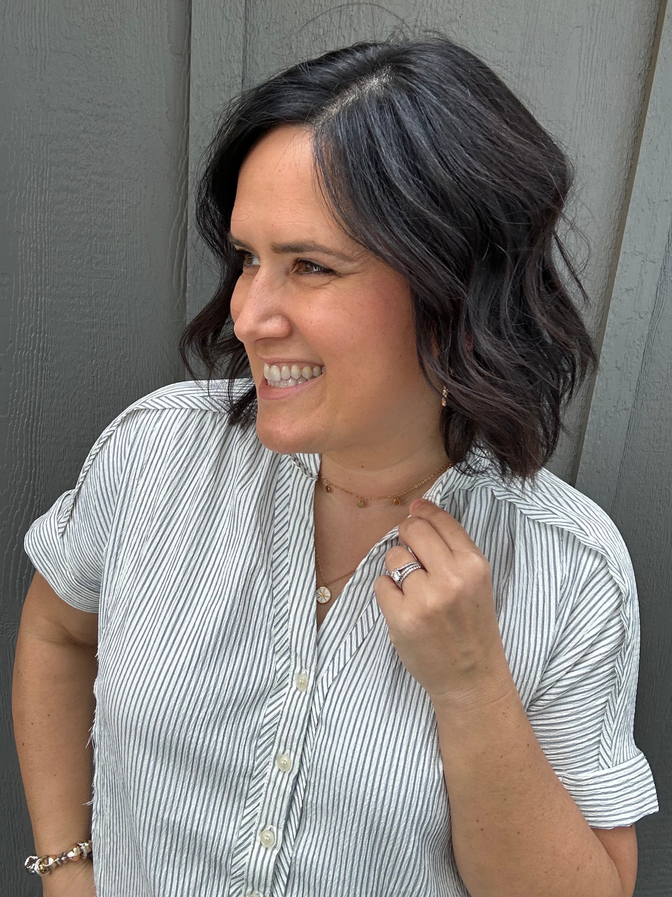 Blue Stripe Button Down Top Tops - Button Ups Doe and Rae