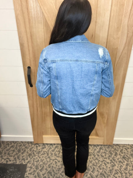 Contrast Band Denim Jacket