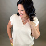 Natural Ribbed Sweater Vest Top - Sweater WISHLIST