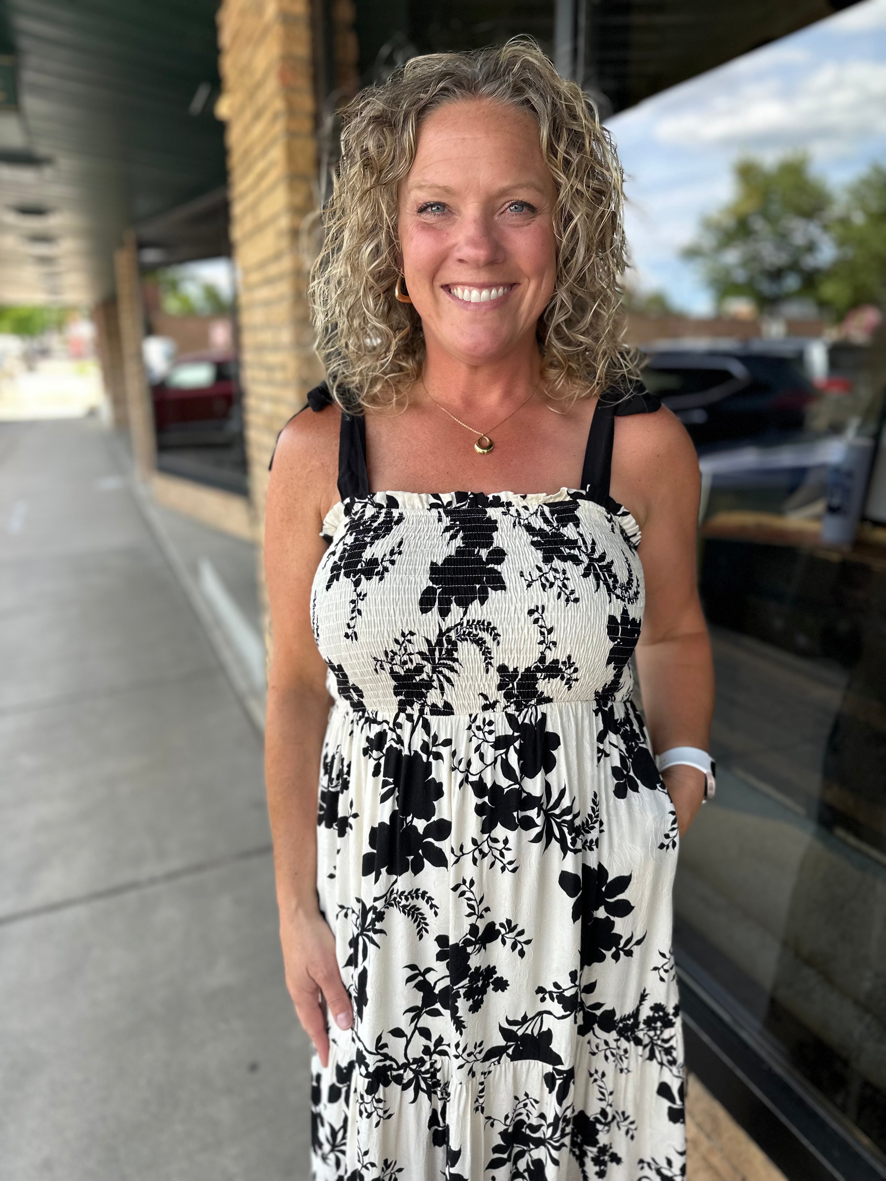 Black Tie Shoulder Maxi Dress Dresses DOE & RAE