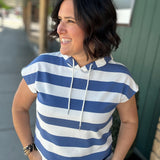 Blue & White Rugby Striped Top Tops- Tees STACCATO