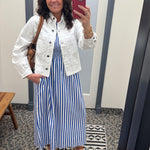 Blue & White Striped Midi Dress Dresses THML
