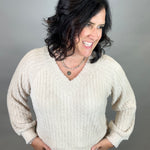 Beige Soft Knitted Pullover Top - Sweater DOE & RAE