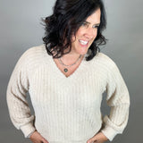 Beige Soft Knitted Pullover Top - Sweater DOE & RAE