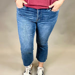 Medium Blue Bootcut Cropped Jeans Bottom- Pants MICA DENIM