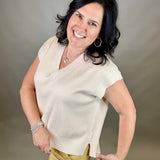 Natural Ribbed Sweater Vest Top - Sweater WISHLIST