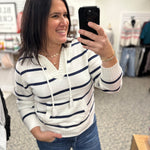 Ivory Navy Rylee Hoodie Top - Sweater THREAD & SUPPLY