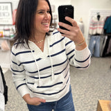 Ivory Navy Rylee Hoodie Top - Sweater THREAD & SUPPLY