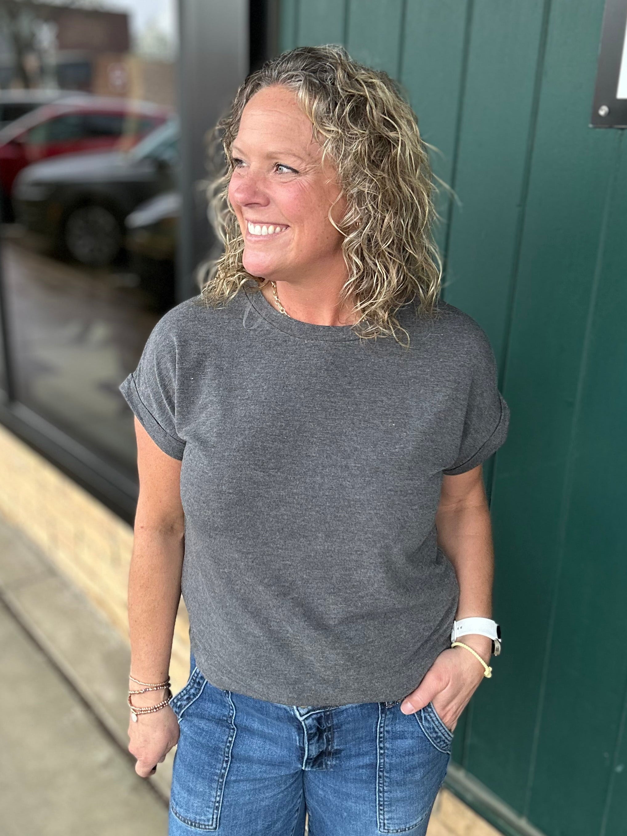 Charcoal Everyday Short Sleeve Top Top - Tee STACCATO