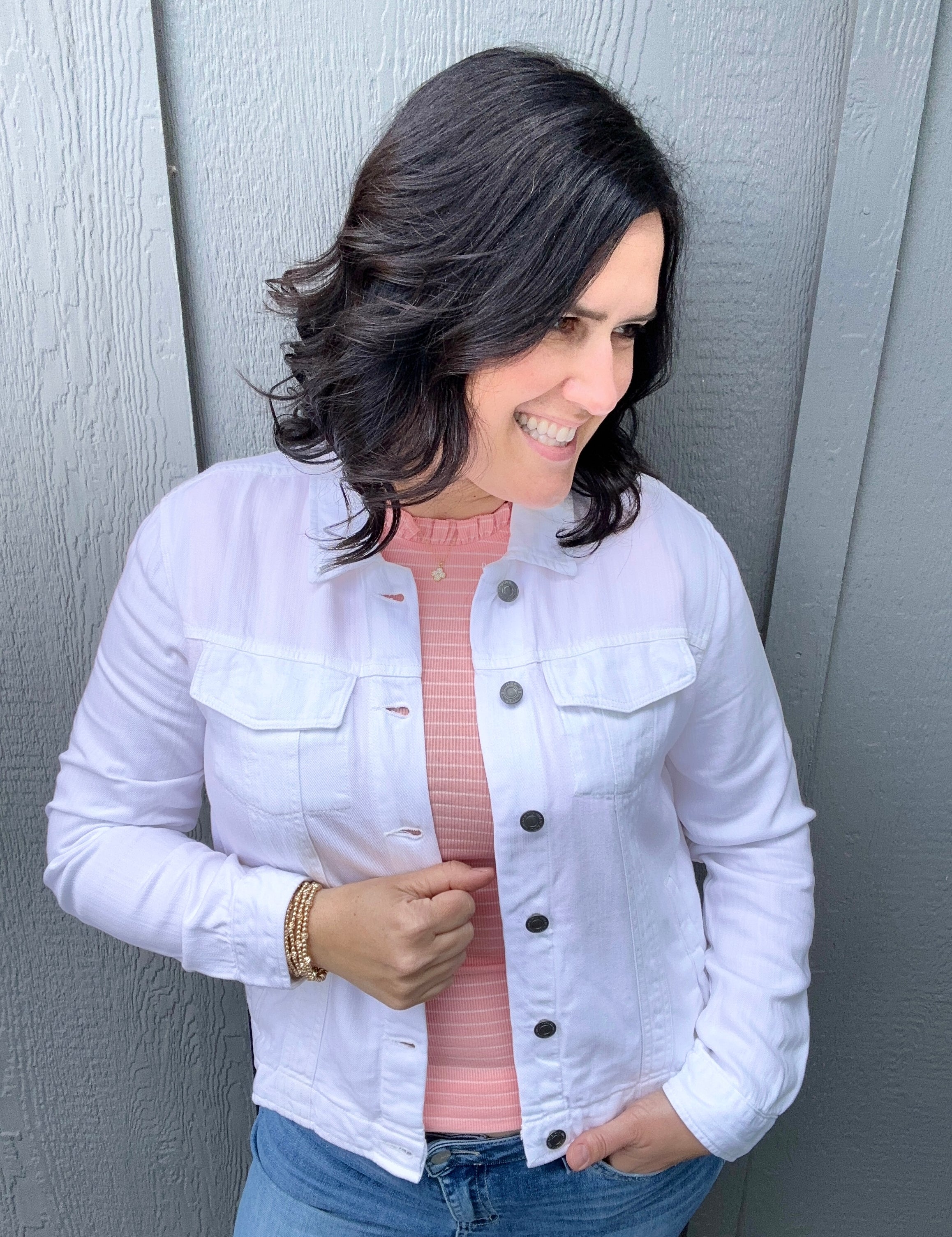 Blush Peach Stripe Ruffle Tank Tops- Tanks DOE & RAE