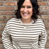 Oatmeal/Charcoal Soft Knitted Top Top - Sweater MIOU MUSE