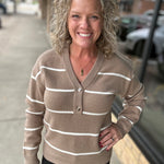 Tan Ivory Stripe Brianna Sweater Top - Sweater THREAD & SUPPLY