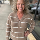 Tan Ivory Stripe Brianna Sweater Top - Sweater THREAD & SUPPLY