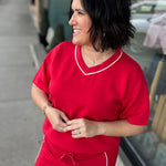 Red Modal V-Neck Top - Sweatshirt RAE MODE