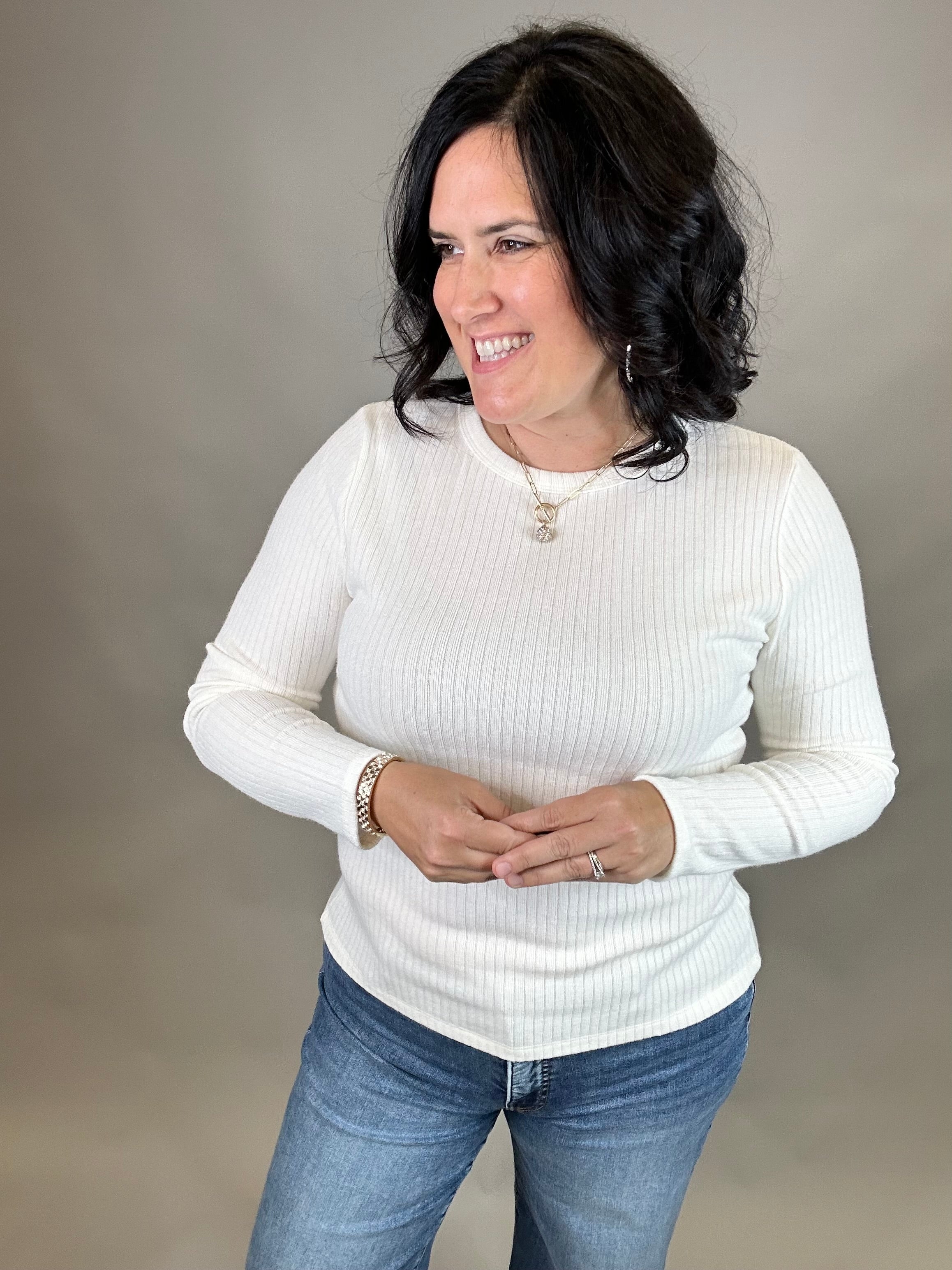 Ivory Hacci Ribbed Knit Top Top - Sweater STACCATO